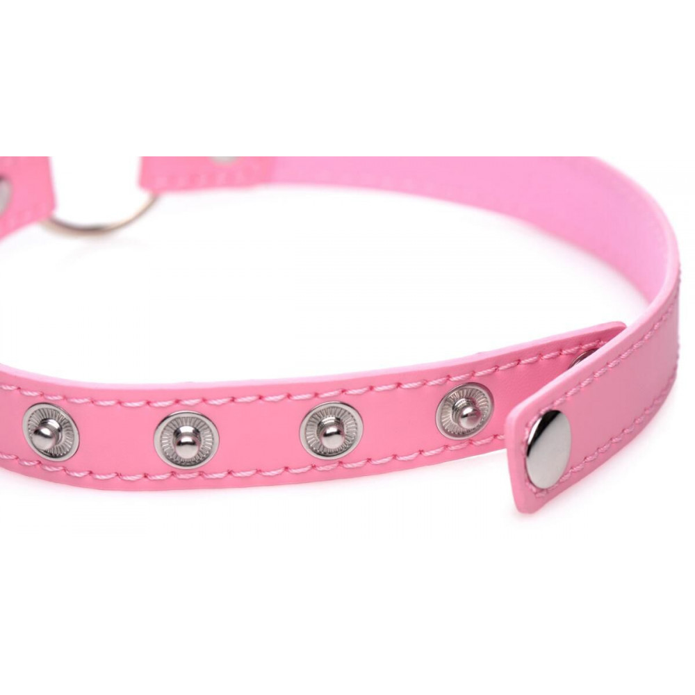 Чокеры, портупеи - Чокер Master Series Kinky Kitty Ring Slim Choker - Pink 1