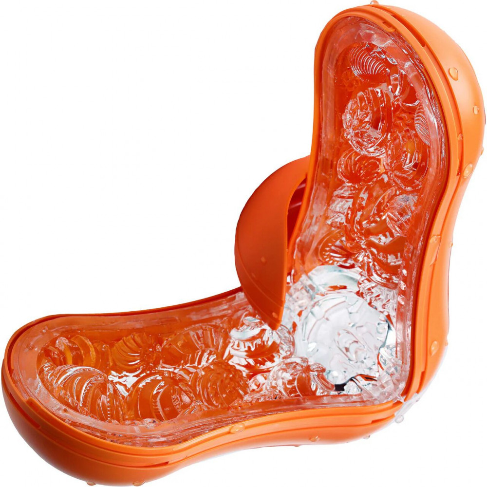 Мастурбаторы без вибрации - Мастурбатор Tenga Flip Orb — Sunset Orange, с изменяемым сжатием, со стимулирующими шариками внутри 7