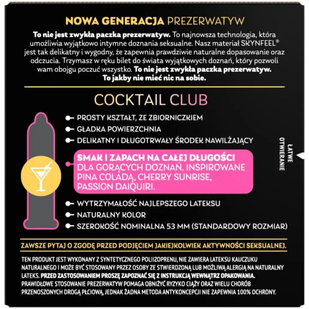 Презервативи - Презервативи SKYN Cocktail Club 3 шт, смаки Pina Colada, Cherry Sunrise та Passion Daiquiri 2