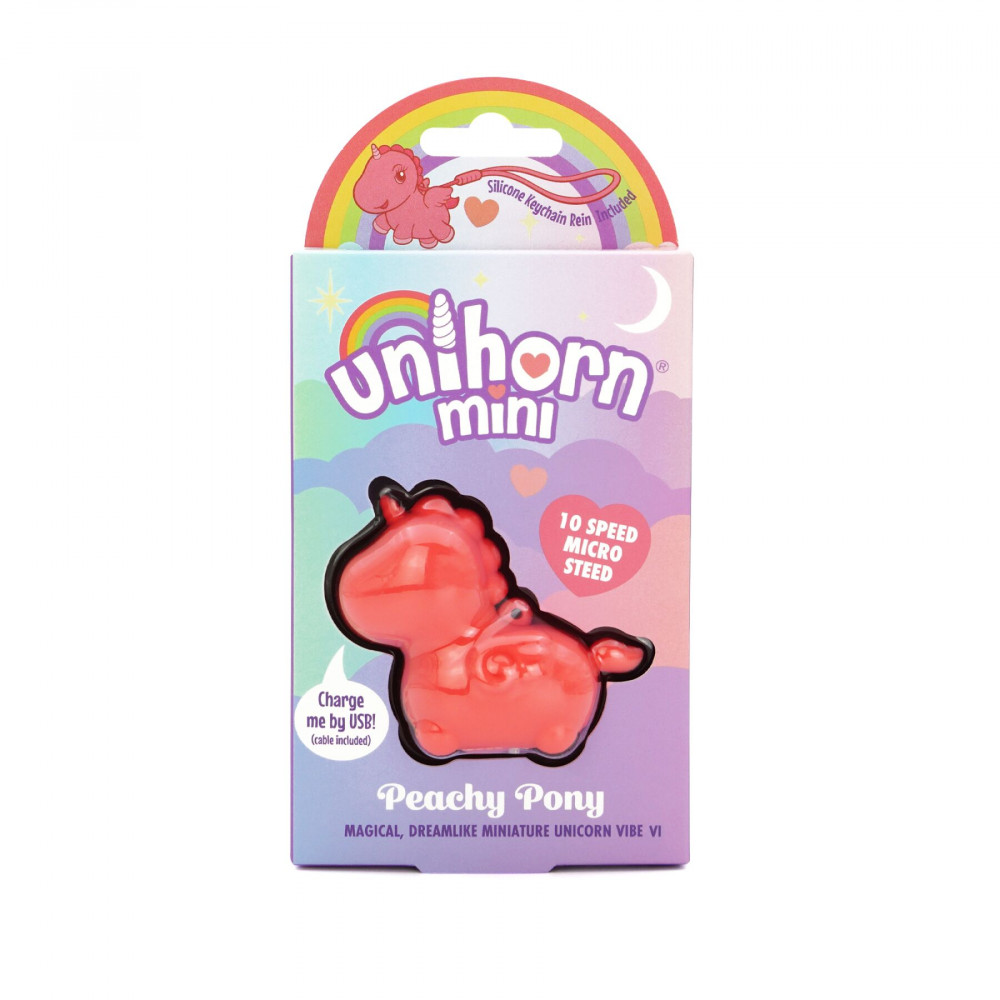 Вібропулі та міні-вібратори - Вібратор-мінієдиноріжка Unihorn Mini – Peachy Pony, брелок з вібрацією, 10 режимів 5