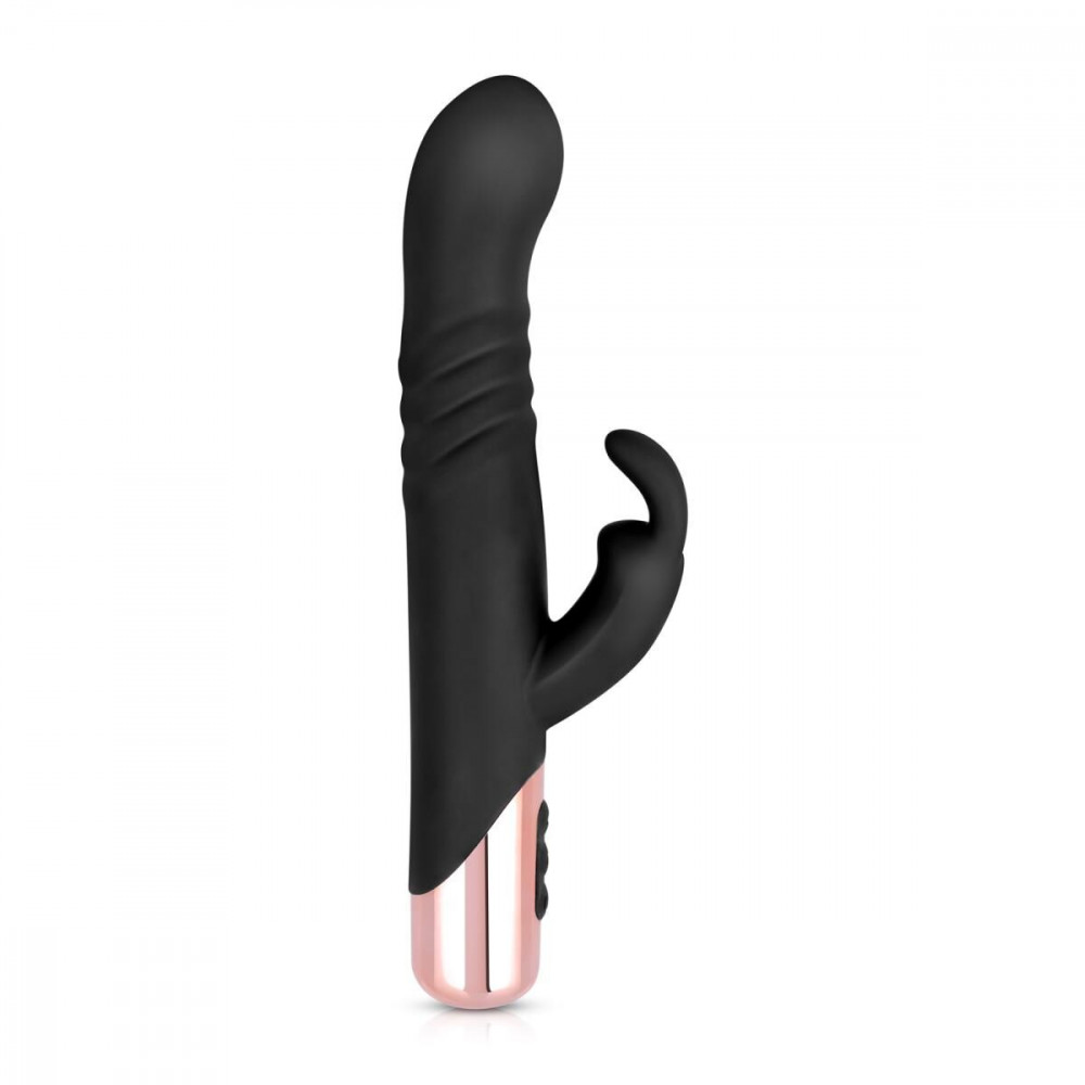 Вибратор-кролик - Вибратор-кролик Rosy Gold - Rabbit Vibrator with thrusting function - Black 1
