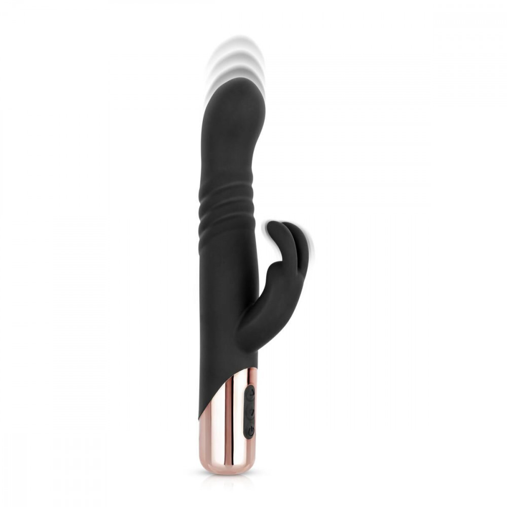 Вибратор-кролик - Вибратор-кролик Rosy Gold - Rabbit Vibrator with thrusting function - Black