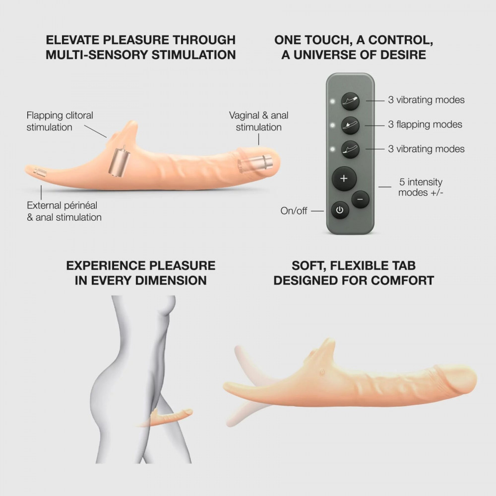 Страпоны - Вибронасадка для страпона с вакуумной стимуляцией Strap-On-Me Multi Orgasm Realistic Dildo L Vanilla 2