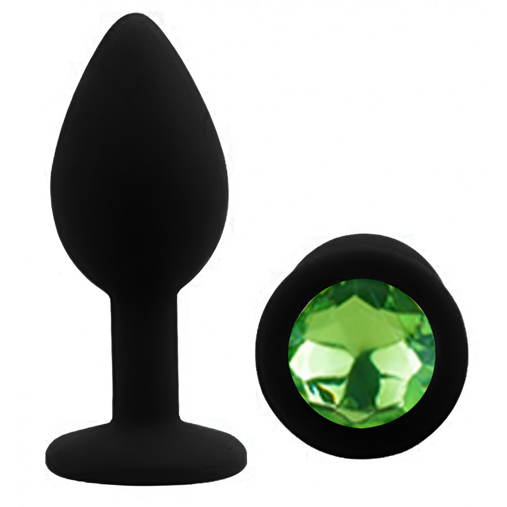Анальные игрушки без вибрации - Силиконовая анальная пробка EGZO - Silicone Black Round Plug Green, size S 3