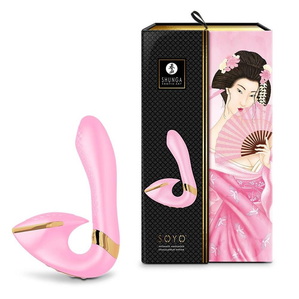 Секс игрушки - Вагинально-клиторальный вибратор Shunga Soyo нереалистичный, розовый, 17 х 3.7 см