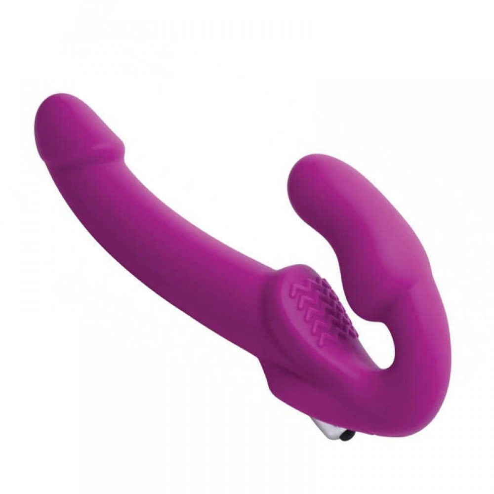 Страпон - Безремневой страпон с вибрацией, фиолетовый, 15.2 х 3.8 см