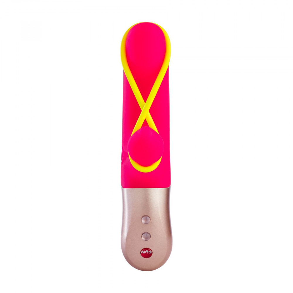 Секс игрушки - Мини вибратор-кролик со стимулирующей лентой Fun Factory AMORINO pink/neon yellow (мятая упаковка!!!) 2