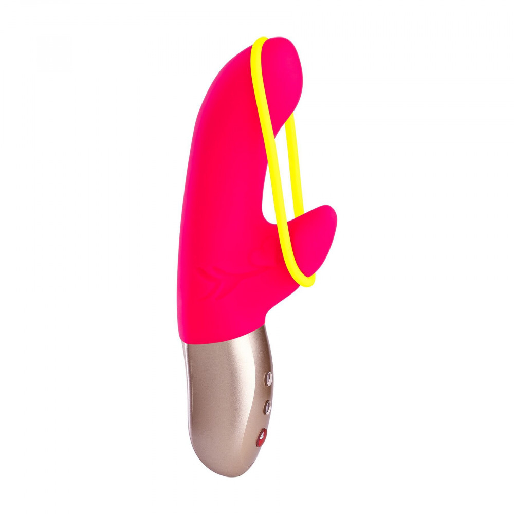 Секс игрушки - Мини вибратор-кролик со стимулирующей лентой Fun Factory AMORINO pink/neon yellow (мятая упаковка!!!) 3
