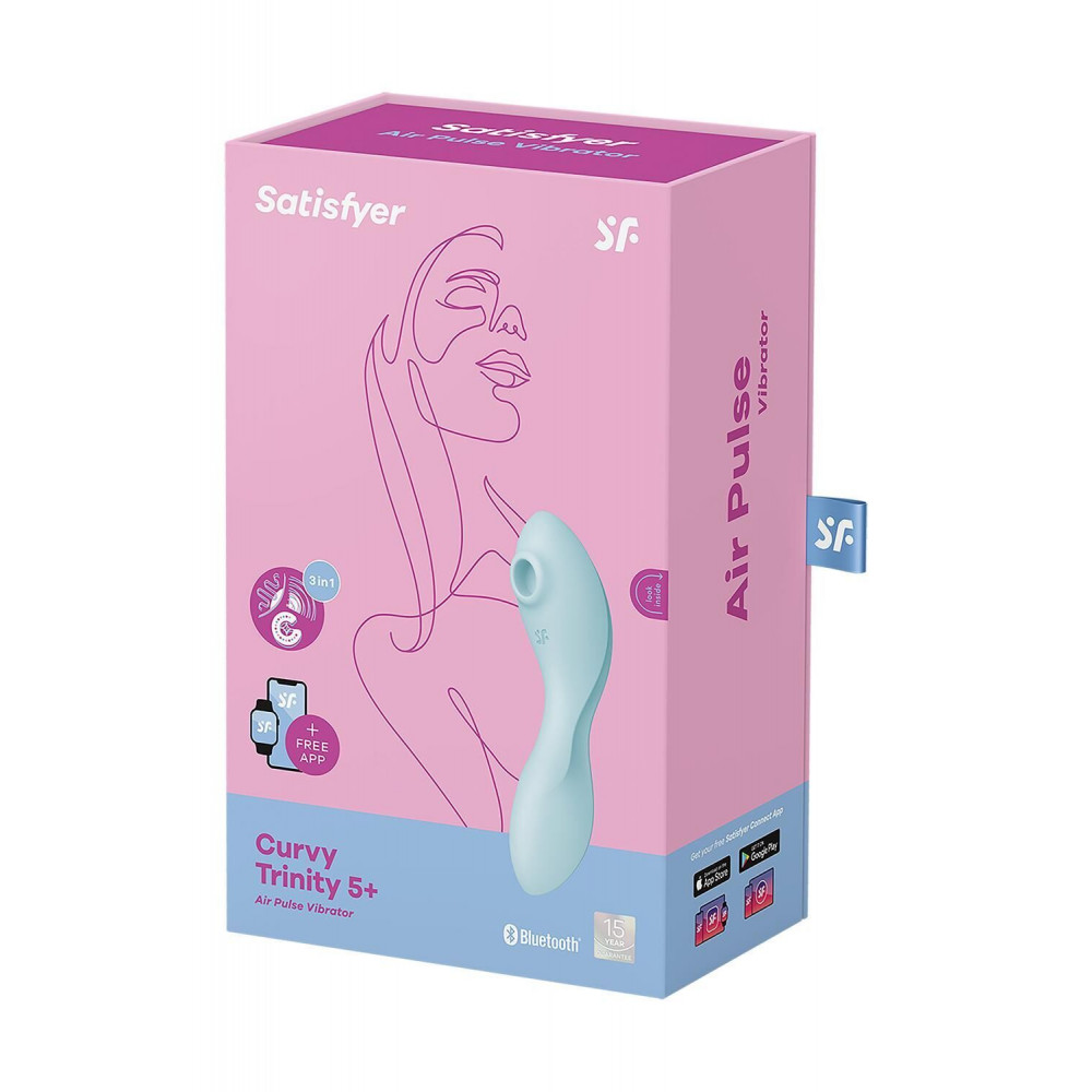 Секс іграшки - Вакуумний смарт-стимулятор із вібрацією Satisfyer Curvy Trinity 5 (Blue) (м'яте паковання!!!) 7