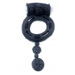 Эрекционное вибро кольцо BOSS Vibrating Cock Ring with balls Black, BS6700044