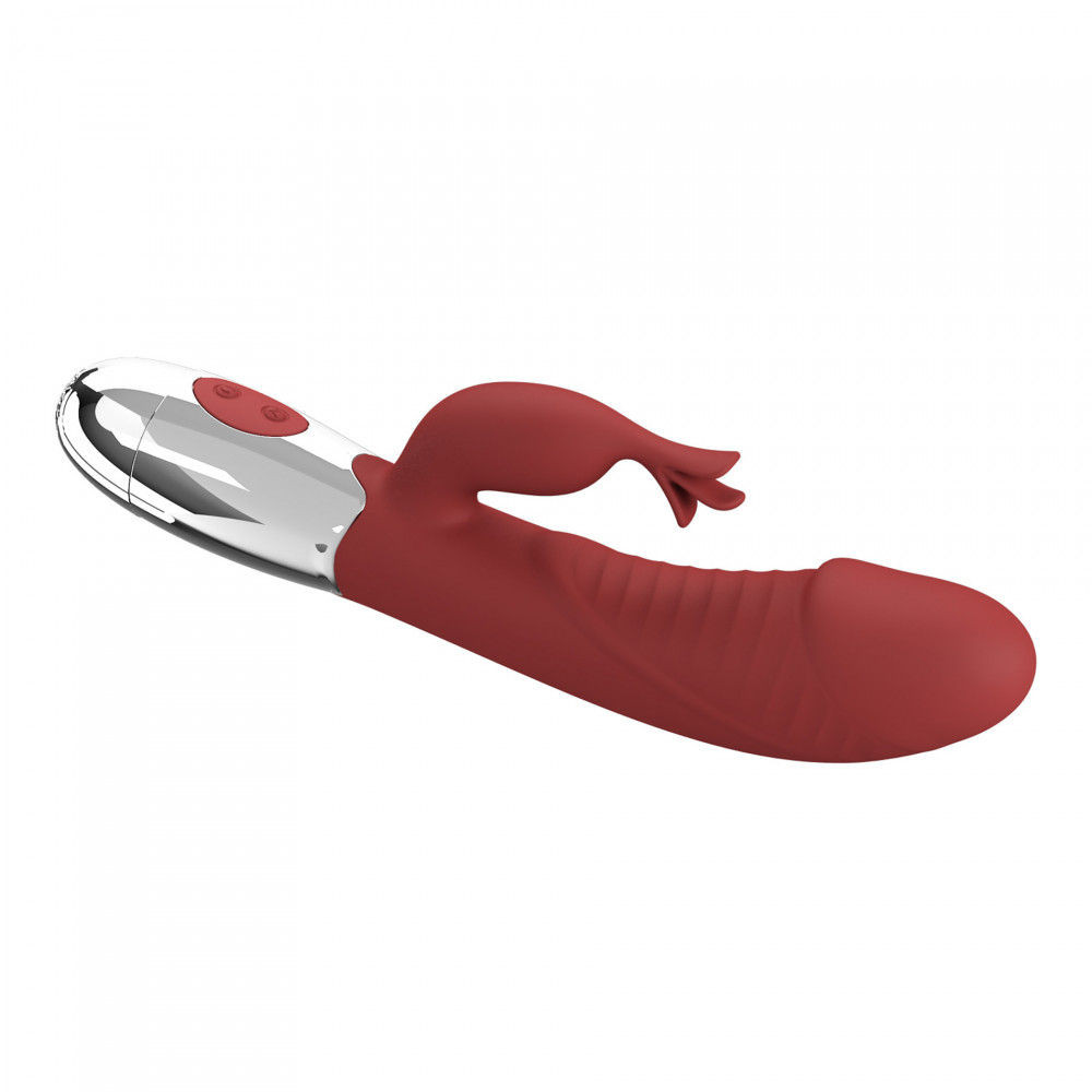 - Перезаряжаемый вибратор с двумя моторами и клиторальным стимулятором PRETTY LOVE - Rasmussen Red USB, BW-500072DC 4