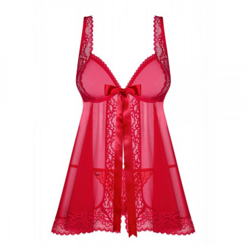 Эротические пеньюары и сорочки - Бебидолл Obsessive Rougebelle babydoll & thong red S/M 4