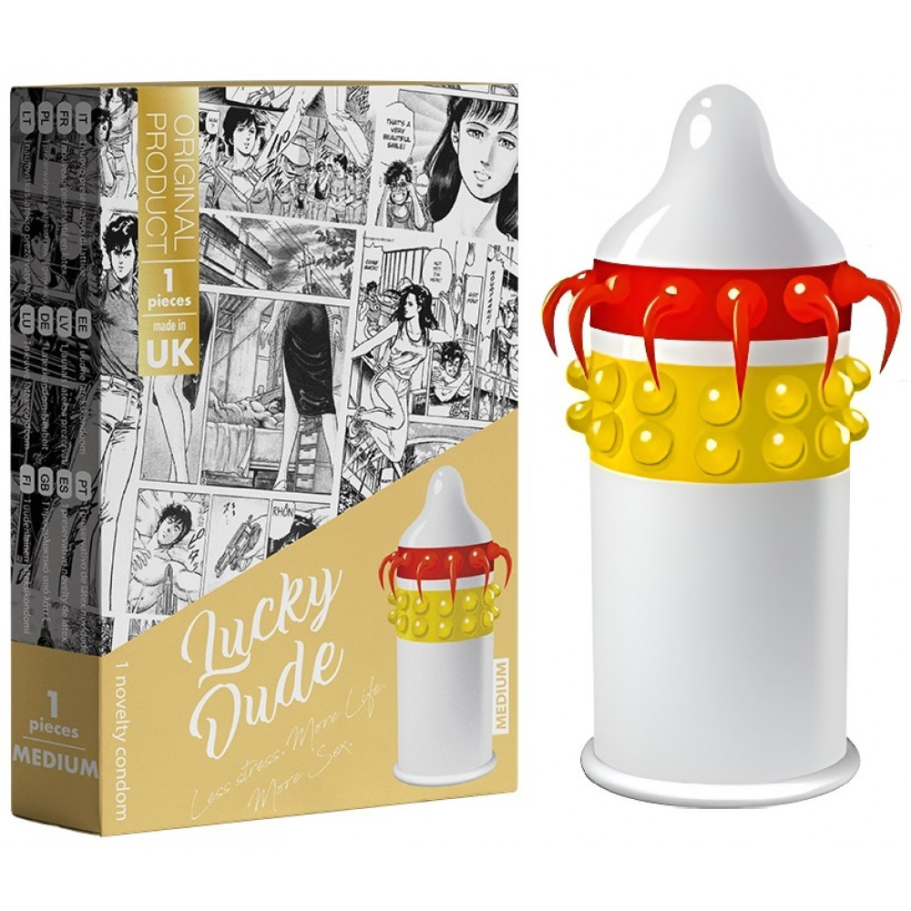 Разное - Насадка-презерватив одноразовая с эластичными усиками и шариками EGZO Lucky Dude