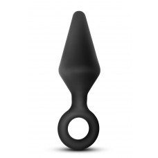 Анальная пробка с кольцом-стоппером L Anal Adventures Blush, силиконовая, черная, 13.3 х 3.8 см