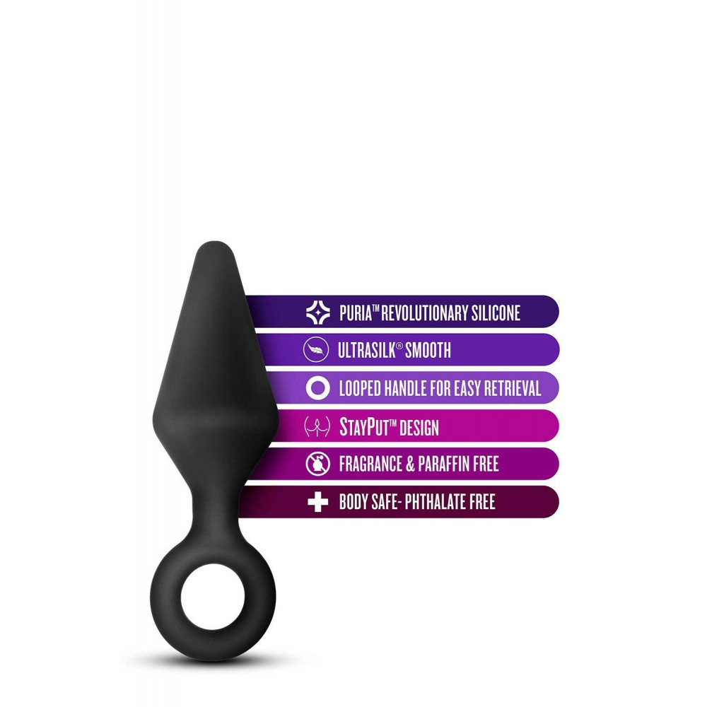Секс игрушки - Анальная пробка с кольцом-стоппером L Anal Adventures Blush, силиконовая, черная, 13.3 х 3.8 см 2