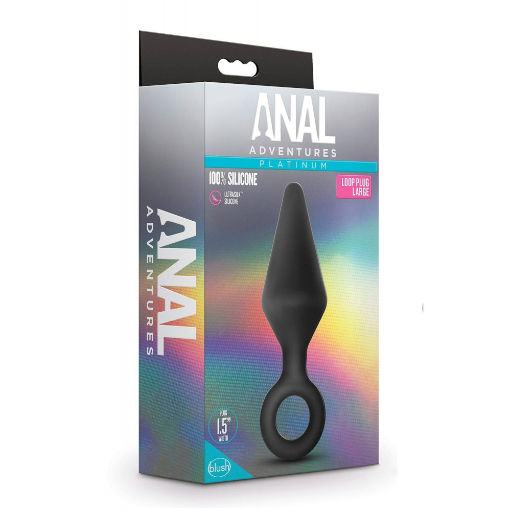 Секс игрушки - Анальная пробка с кольцом-стоппером L Anal Adventures Blush, силиконовая, черная, 13.3 х 3.8 см 1