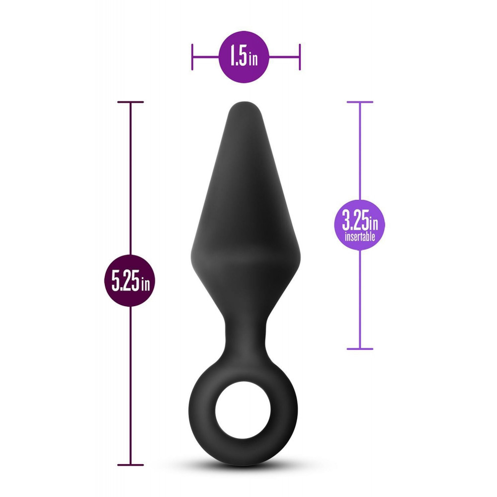 Секс игрушки - Анальная пробка с кольцом-стоппером L Anal Adventures Blush, силиконовая, черная, 13.3 х 3.8 см 3