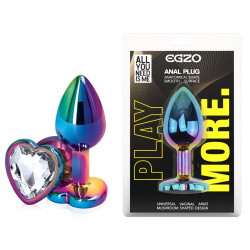 Анальная пробка с кристаллом EGZO - Multicolor Heart Plug Clear size S