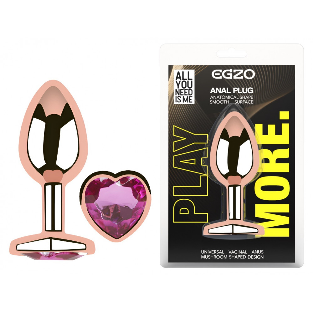 - Анальна пробка з кристалом EGZO - Rose Gold Heart Plug Rose size M