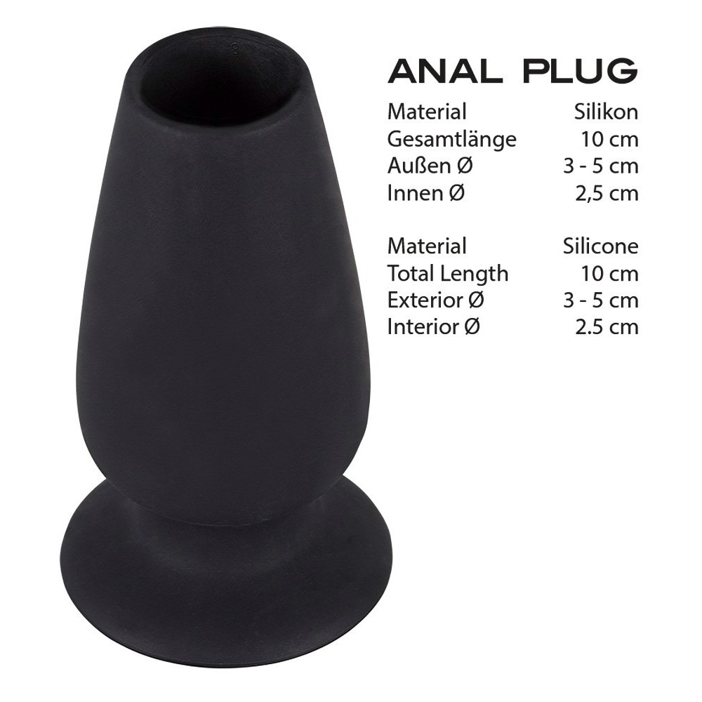 Секс игрушки - Анальная пробка с тоннелем You2Toys, силиконовая, черная, 10 х 5 см, размер M 4