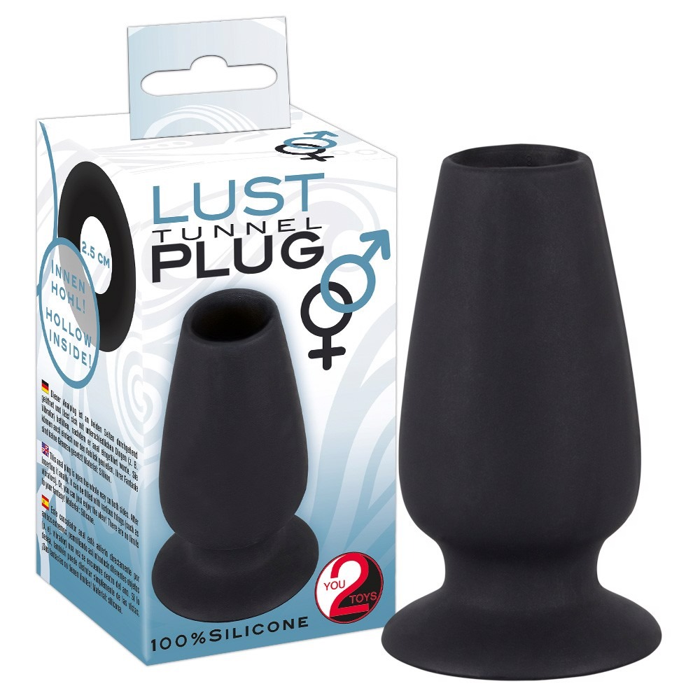 Секс игрушки - Анальная пробка с тоннелем You2Toys, силиконовая, черная, 10 х 5 см, размер M