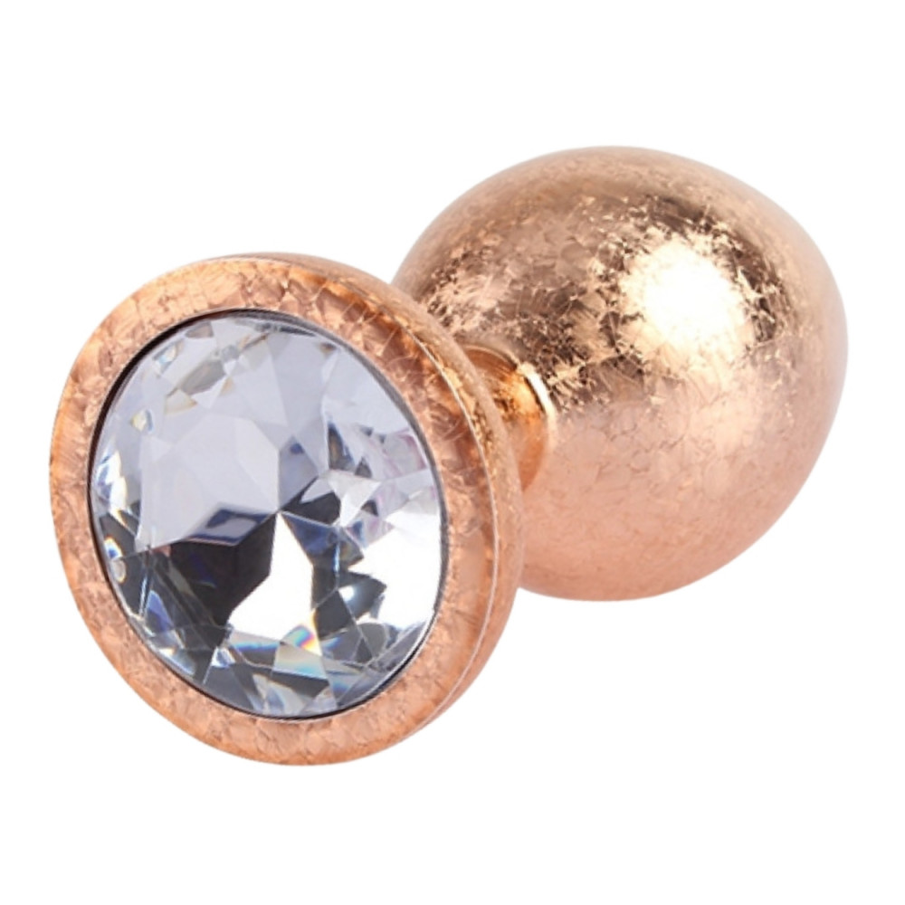 Анальные игрушки без вибрации - Анальная пробка золотая поталь CHISA MATRIX MONT с белым камнем, размер M 1