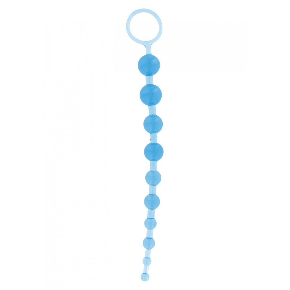 Секс игрушки - Анальная цепочка Toy Joy с шариками разного диаметра, голубая, 25 см х 2 см