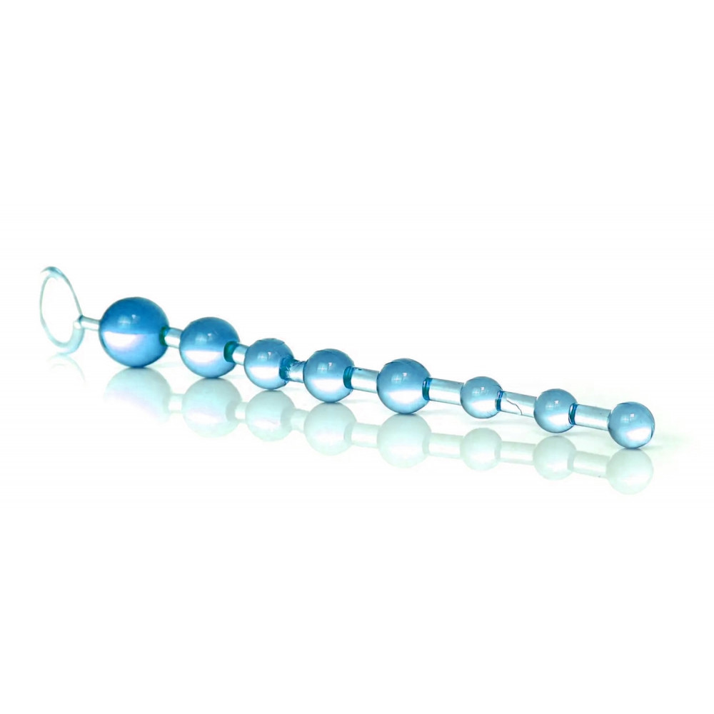 Анальные игрушки без вибрации - Анальные бусы Jelly Anal Beads Blue, SKN-ANL033 Blue 1