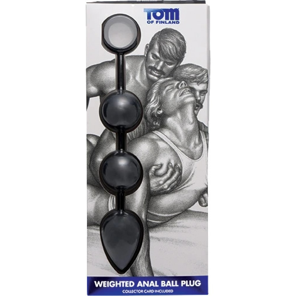 Секс игрушки - Анальные шарики Tom of Finland утяжелённые, черные 3