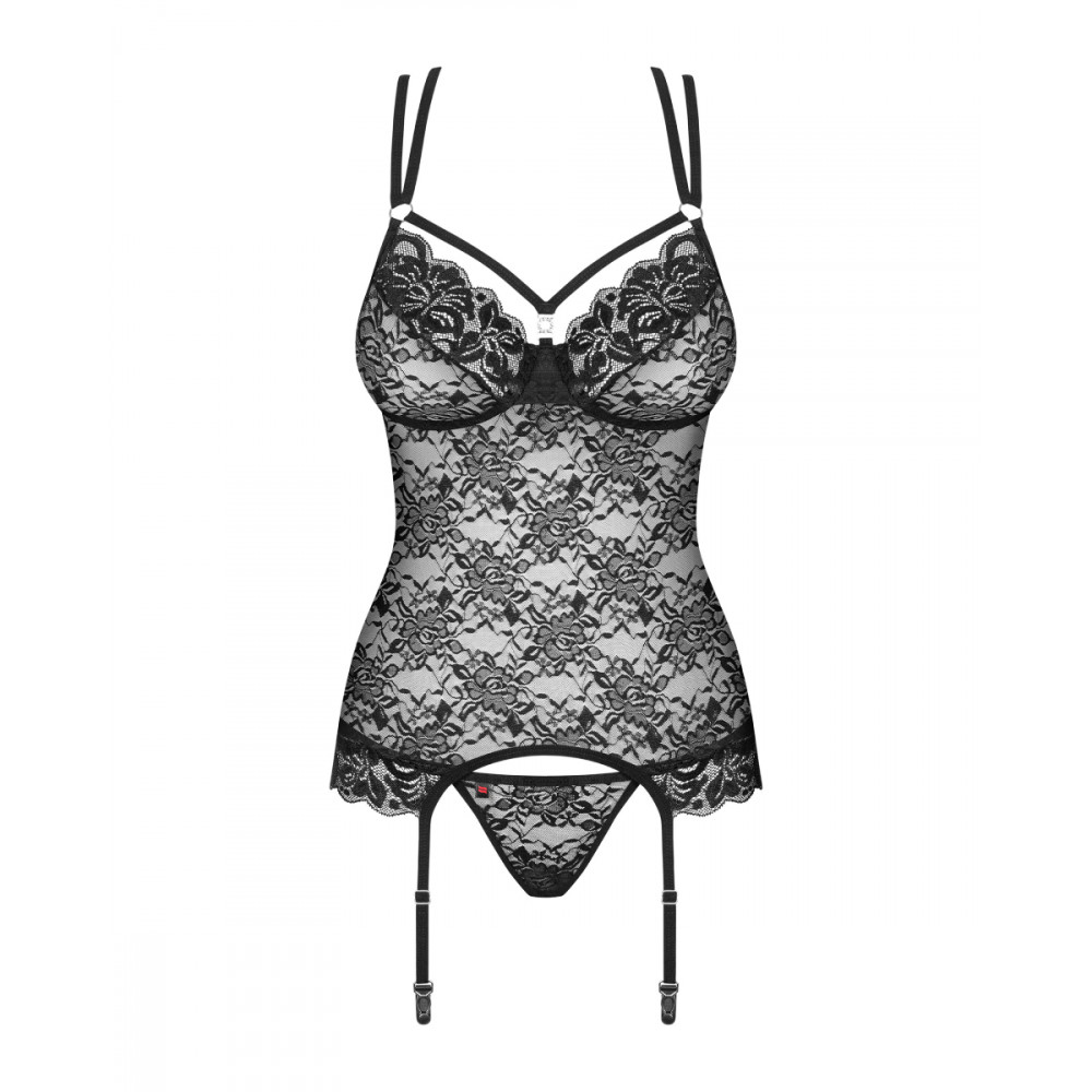 Разное - Комплект корсет с трусиками Obsessive 860-COR-1 черный, S/M 4