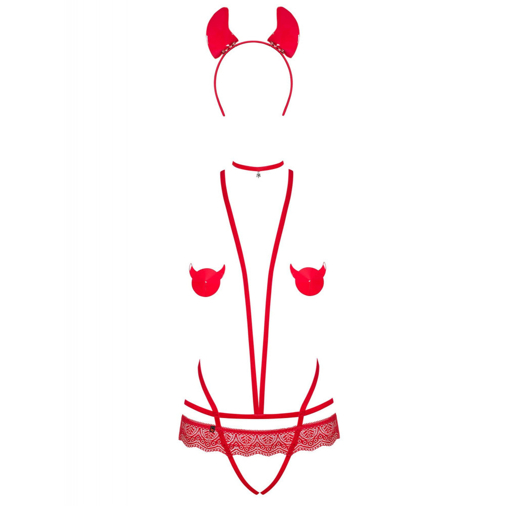 Разное - Костюм дьяволицы Obsessive Evilia red L/XL 4 предмета 2