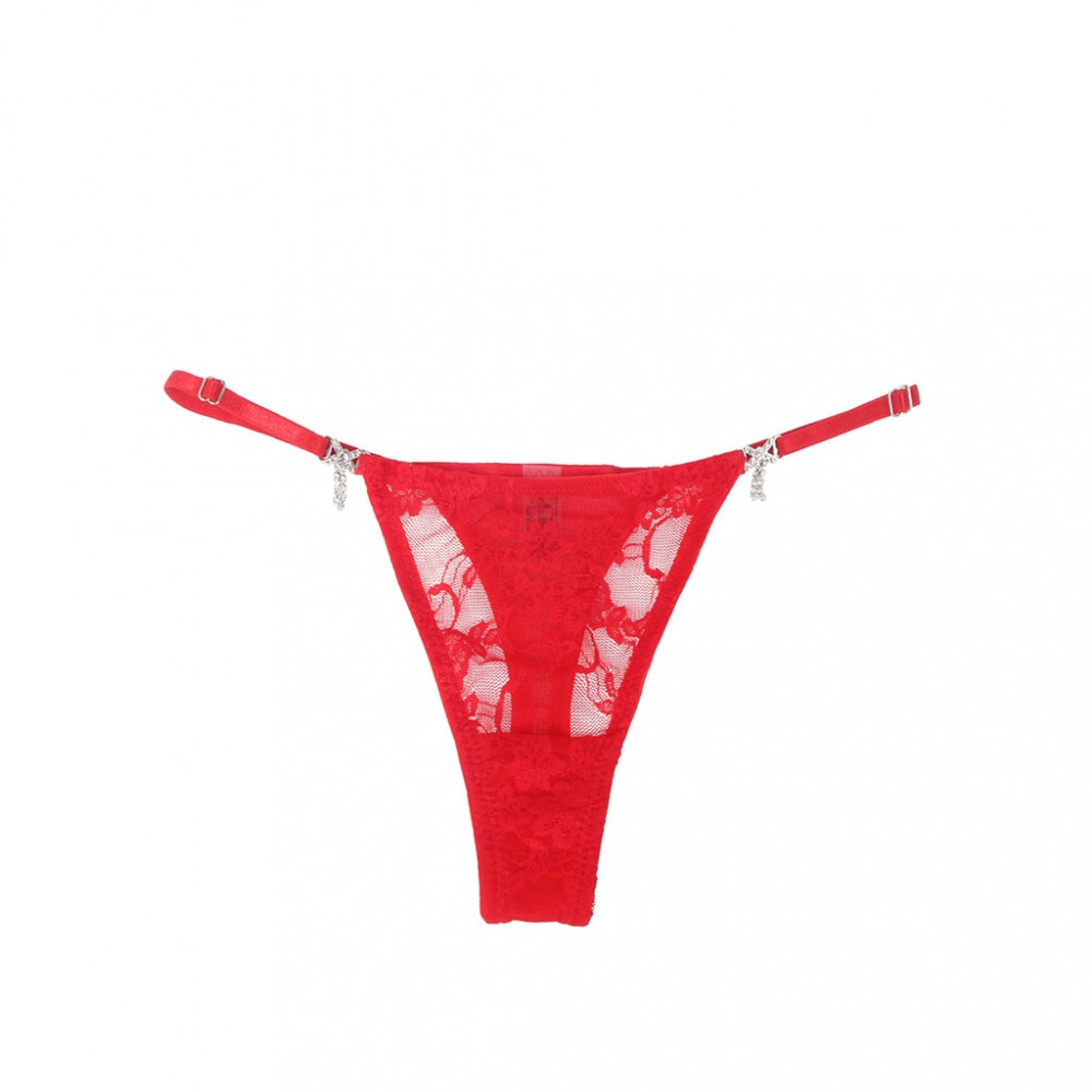 Різне - Мереживні стрінги StarNight з прикрасою стразами, червоні, S 4