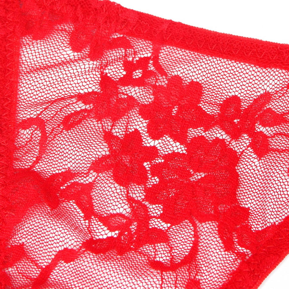 Різне - Мереживні стрінги StarNight з прикрасою стразами, червоні, S 7