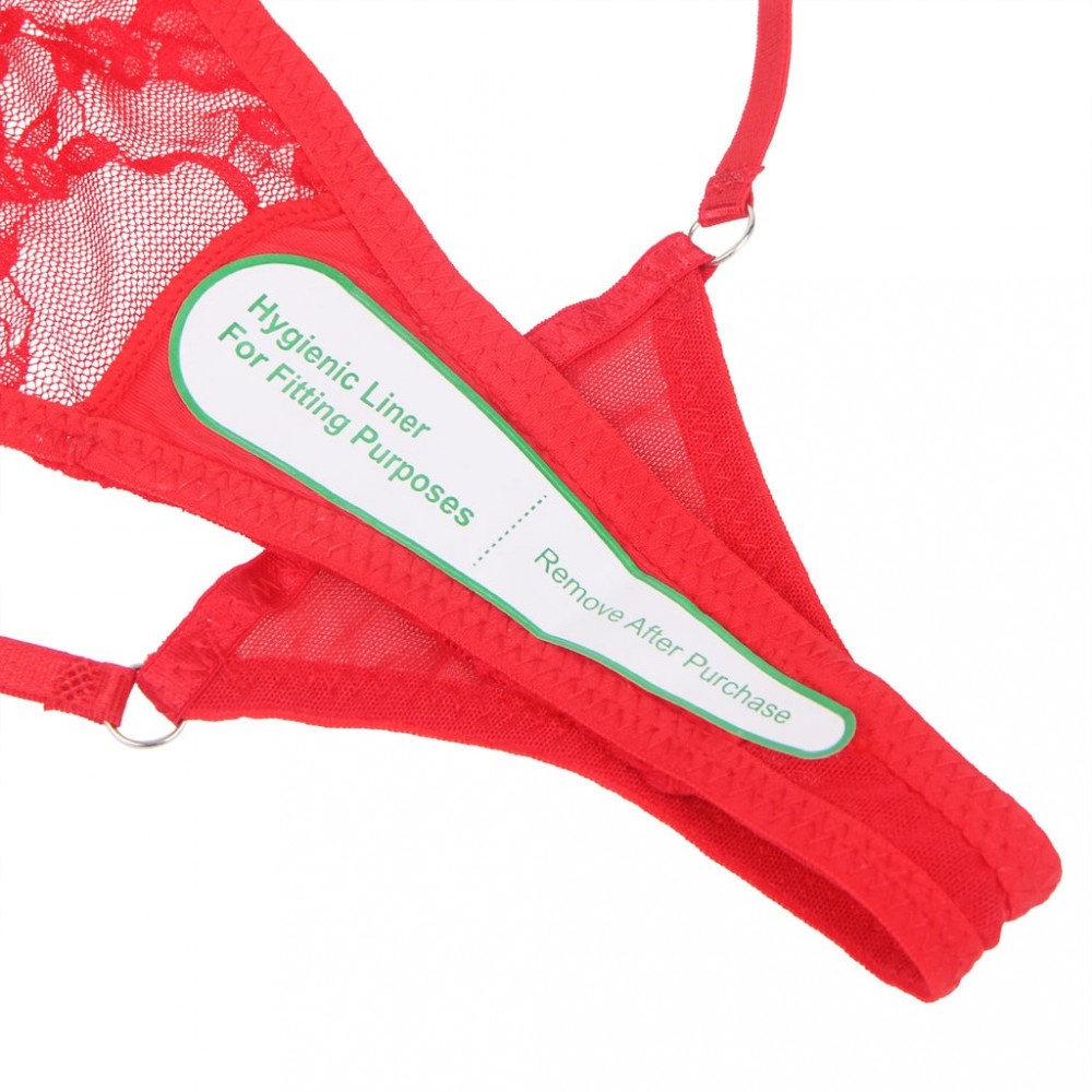 Різне - Мереживні стрінги StarNight з прикрасою стразами, червоні, S 9