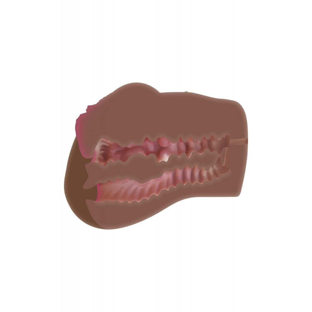 Мастурбаторы без вибрации - Мастурбатор анус и вагина Zero Tolerance с эрекционным кольцом, коричневый 8