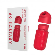 Мини вибратор Chisa 69 ECSTASY Marker Pen с вакуумной стимуляцией клитора, красный