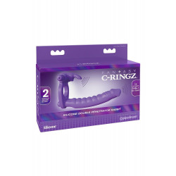 Насадка на член для двойного проникновения с вибрацией Pipedream, фиолетовая, 19.5 х 2.7 см