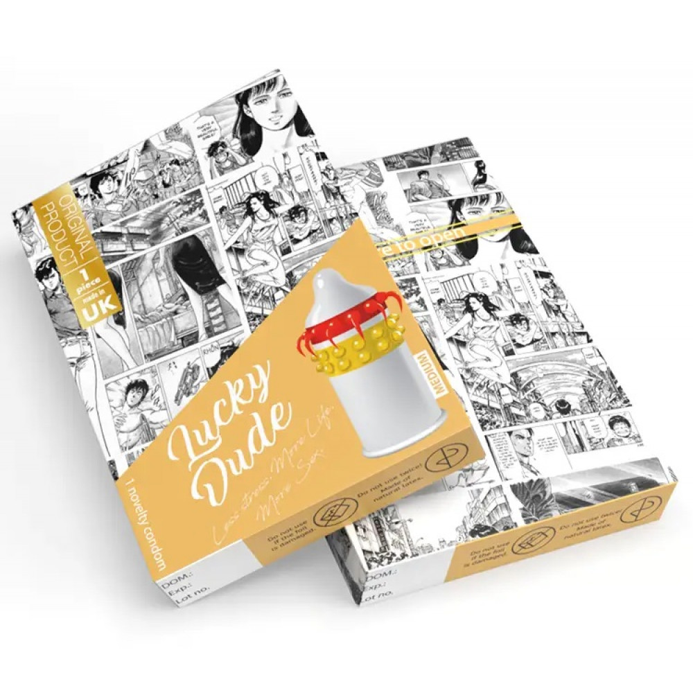 Разное - Насадка-презерватив одноразовая с эластичными усиками и шариками EGZO Lucky Dude 1