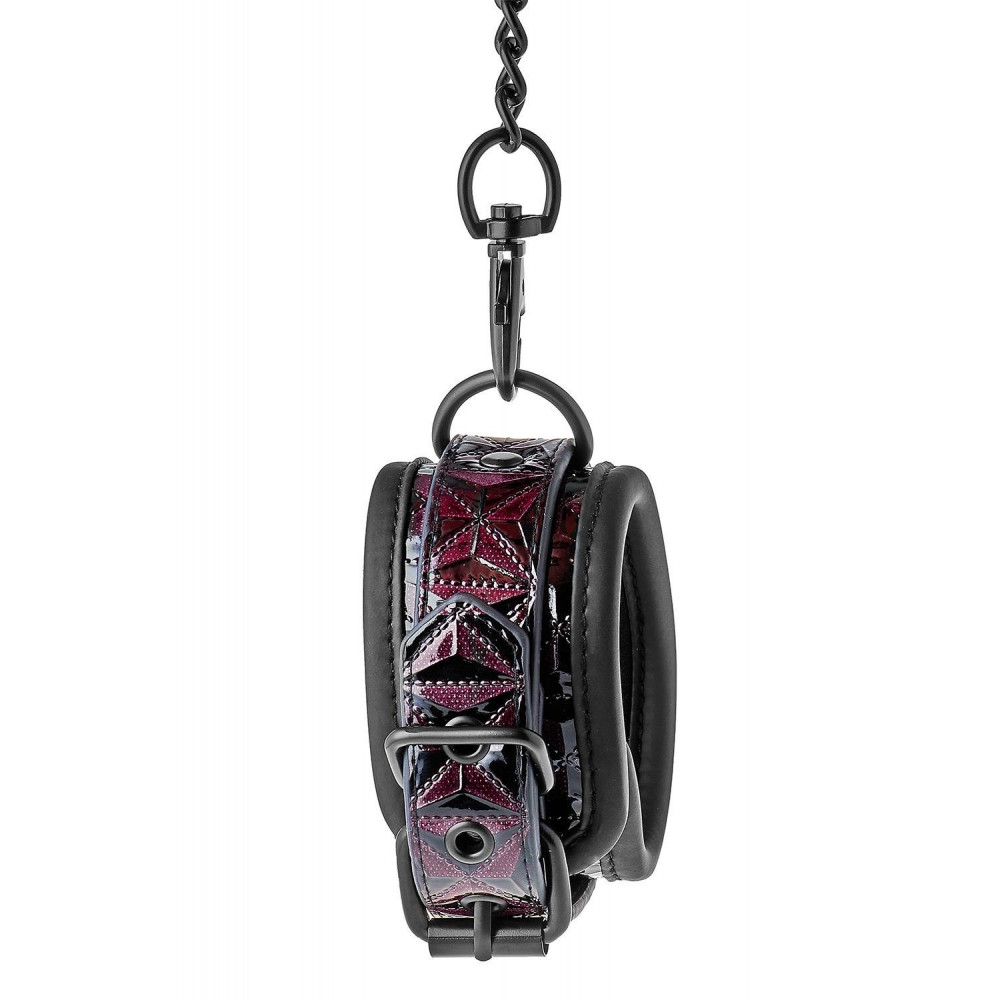 Разное - Поножи с фиолетовым тиснением Dream toys BLAZE Luxury Fetish на цепочке черного цвета 4