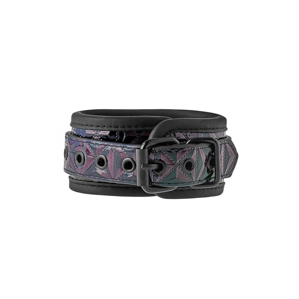 Разное - Поножи с фиолетовым тиснением Dream toys BLAZE Luxury Fetish на цепочке черного цвета 5