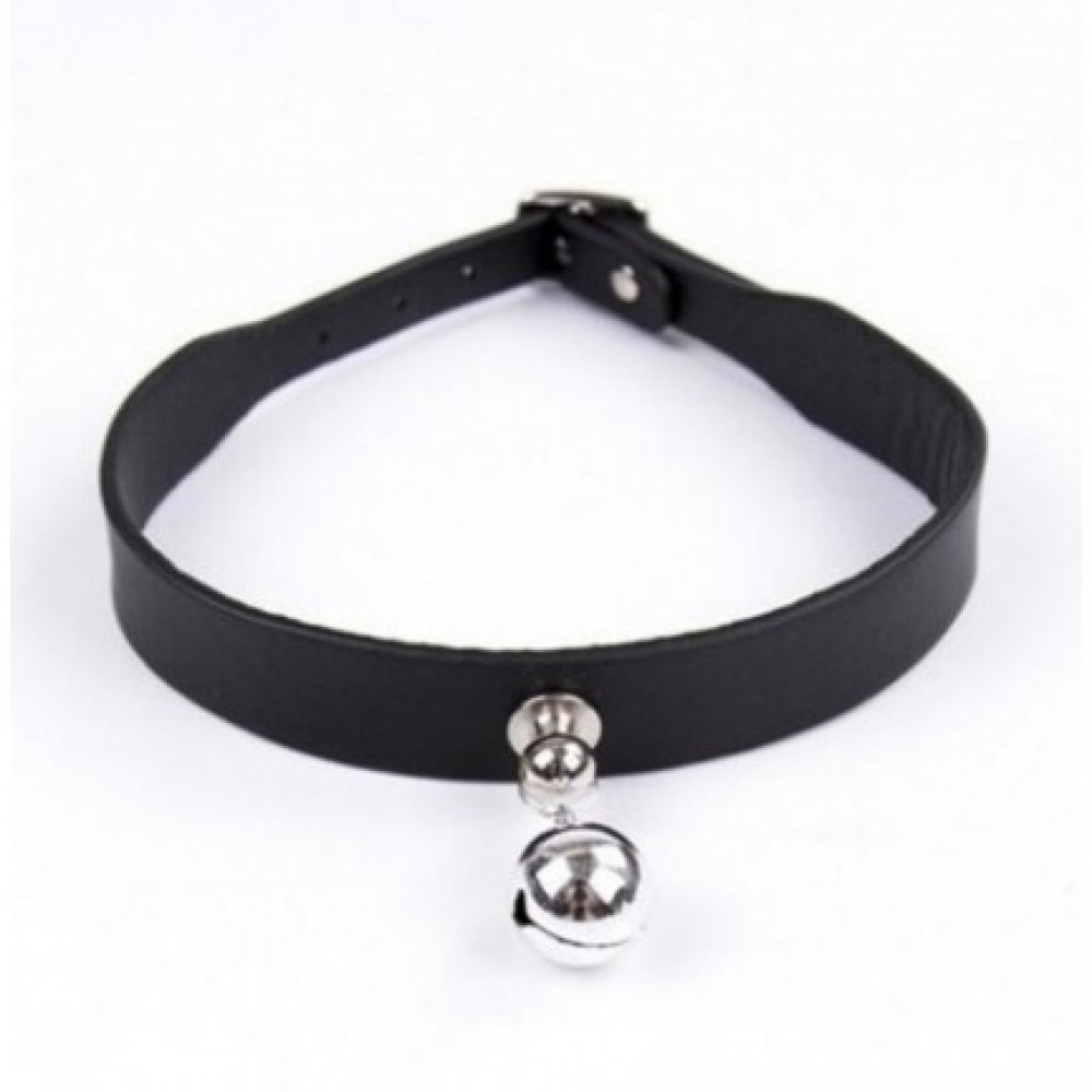 БДСМ игрушки - Ошейник с колокольчиком DS Fetish Collar black with bell