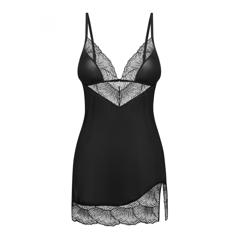 Эротические пеньюары и сорочки - Пеньюар и трусики Obsessive Lobellis chemise & thong M/L 2