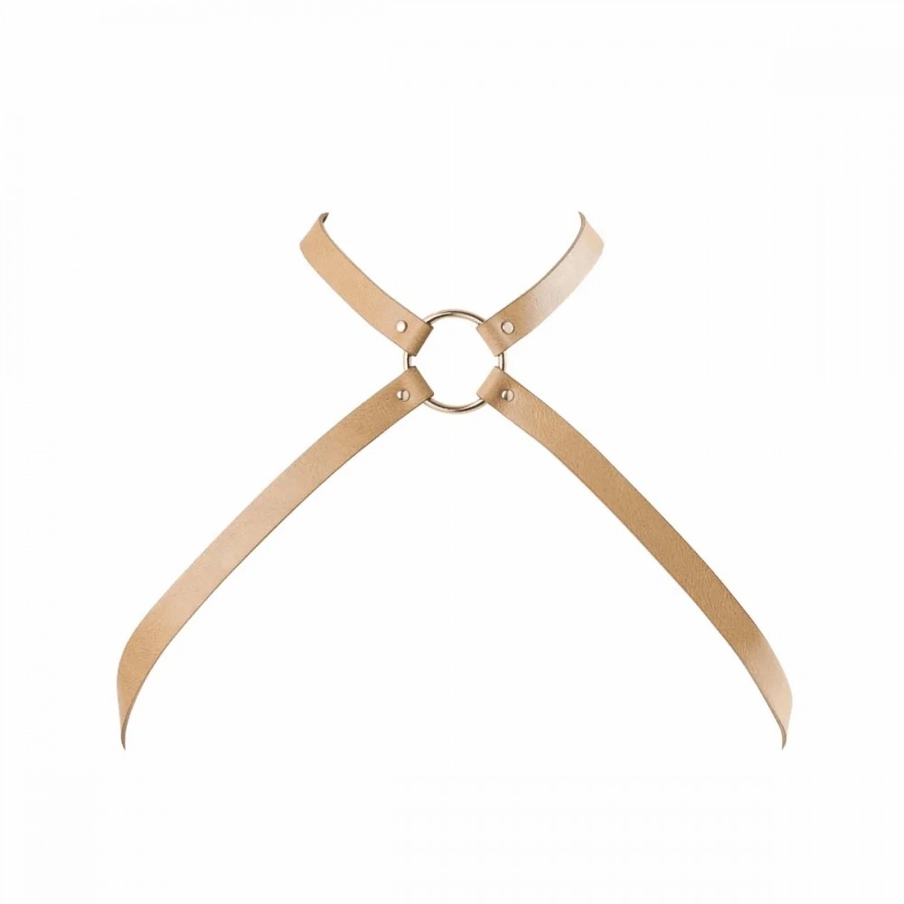 Різне - Портупея з екошкіри Bijoux Indiscrets MAZE – Cross Cleavage, бежева 2