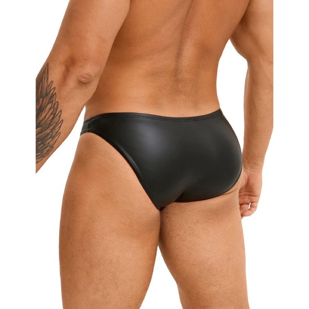 Різне - Чоловічі стрінги Star Night з екошкіри, чорні M 1