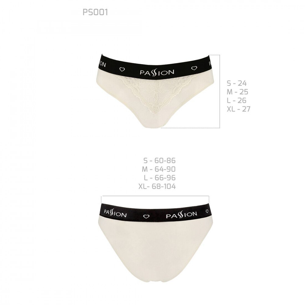 Эротические комплекты - Трусики с широкой резинкой и кружевом Passion PS001 PANTIES ecru, size L 1