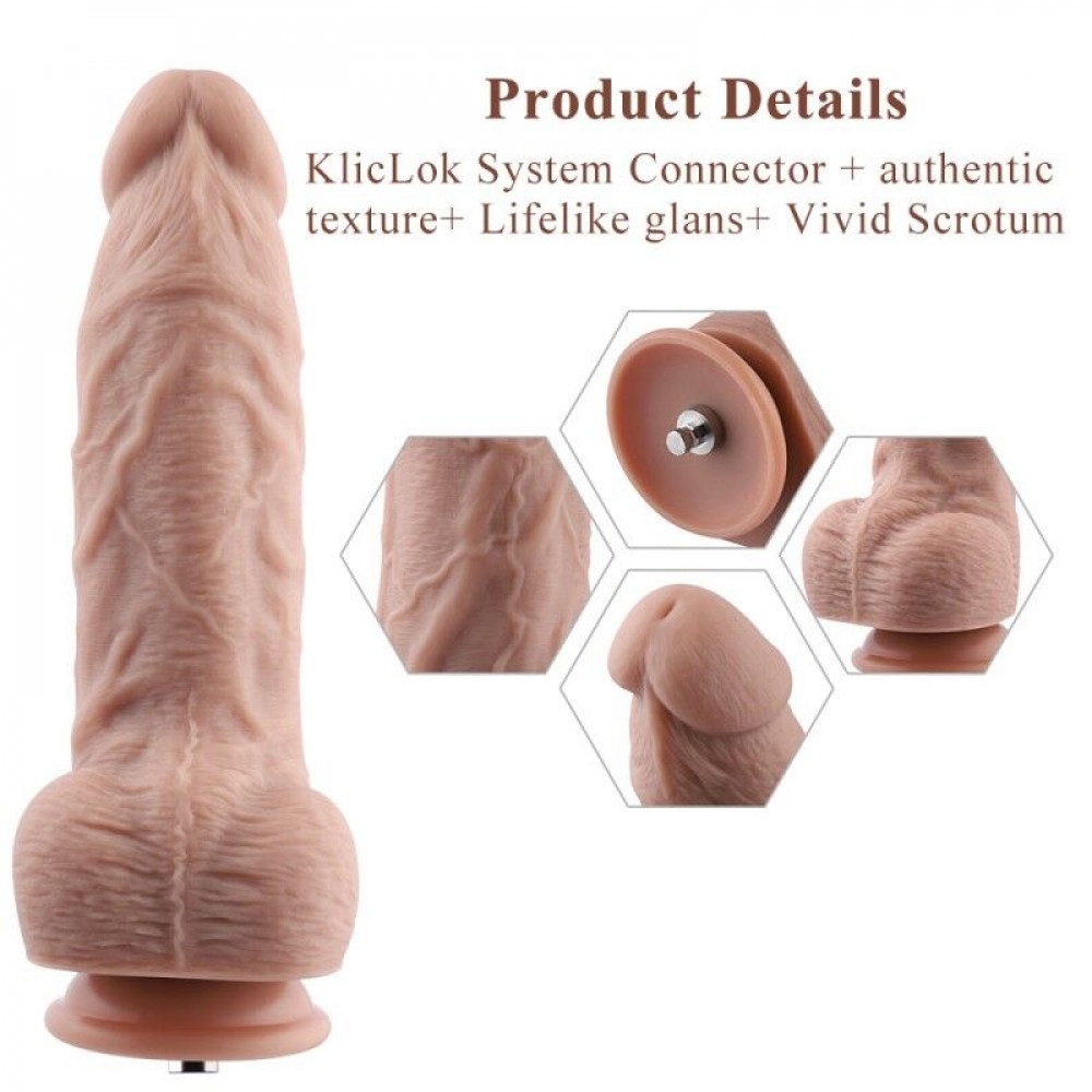 Дилдо - Гибкий фаллоимитатор для секс-машин Hismith 9.25″ Silicone Dildo, система KlicLok 3