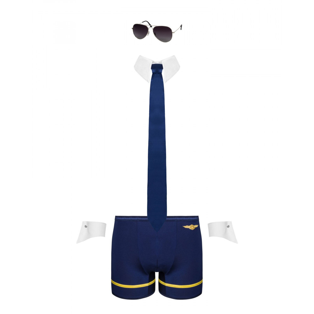 Боди, комплекты и костюмы - Эротический костюм пилота Obsessive Pilotman set S/M, боксеры, манжеты, воротник с галстуком, очки 3
