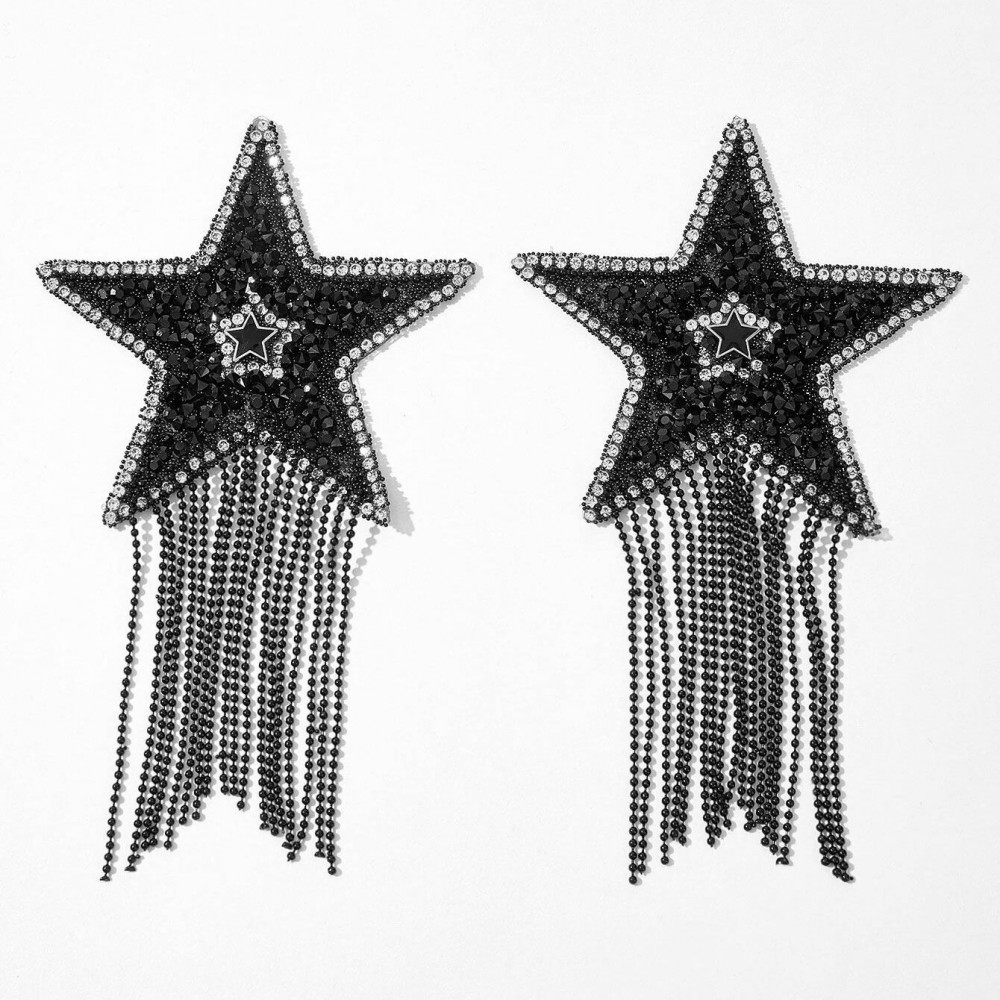 Интимные украшения - Пестис-звезды с бахромой JSY Nipple Sticker RT236112 Black, стикеры