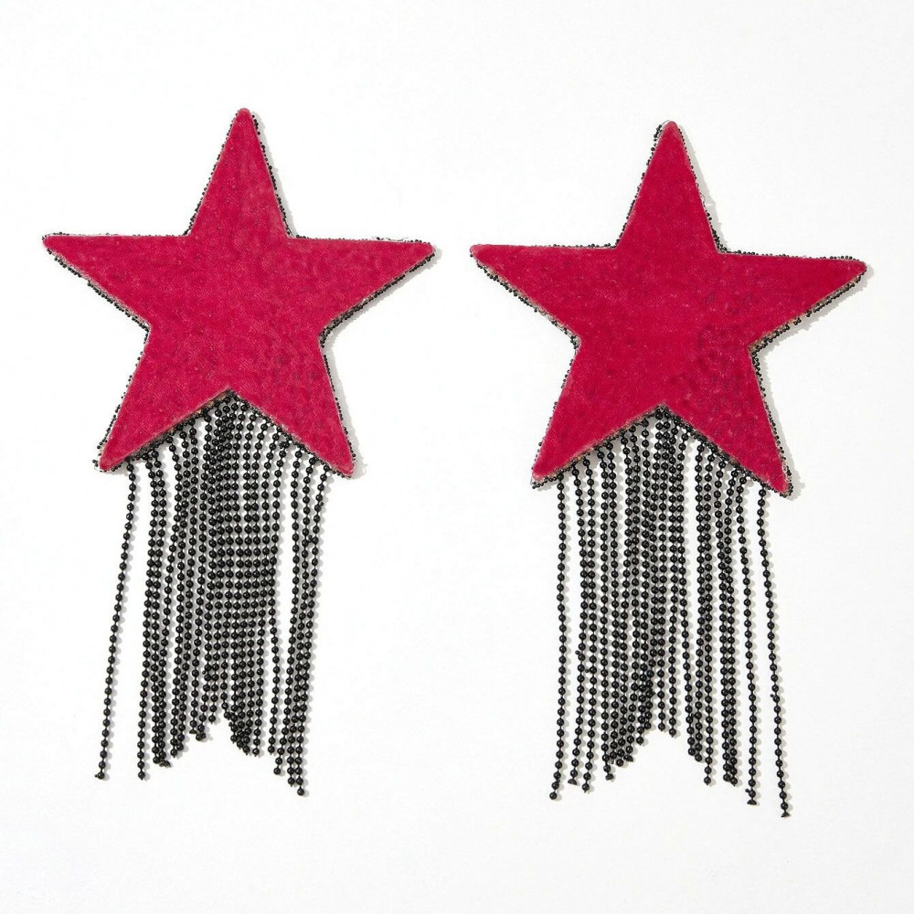 Интимные украшения - Пестис-звезды с бахромой JSY Nipple Sticker RT236112 Black, стикеры 1