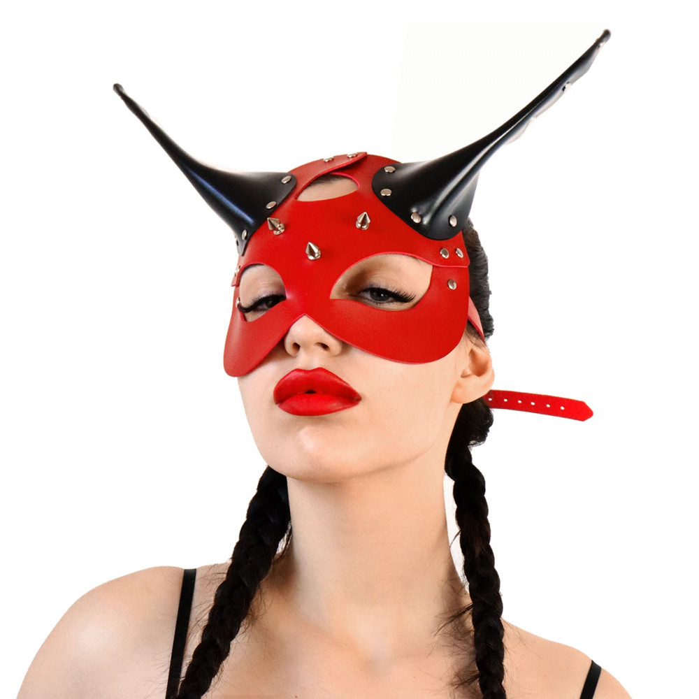 Маски - Кожаная маска Art of Sex - Lucifer Red&Black